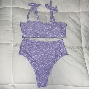 Purple SHEIN polkadot high waisted swim suit